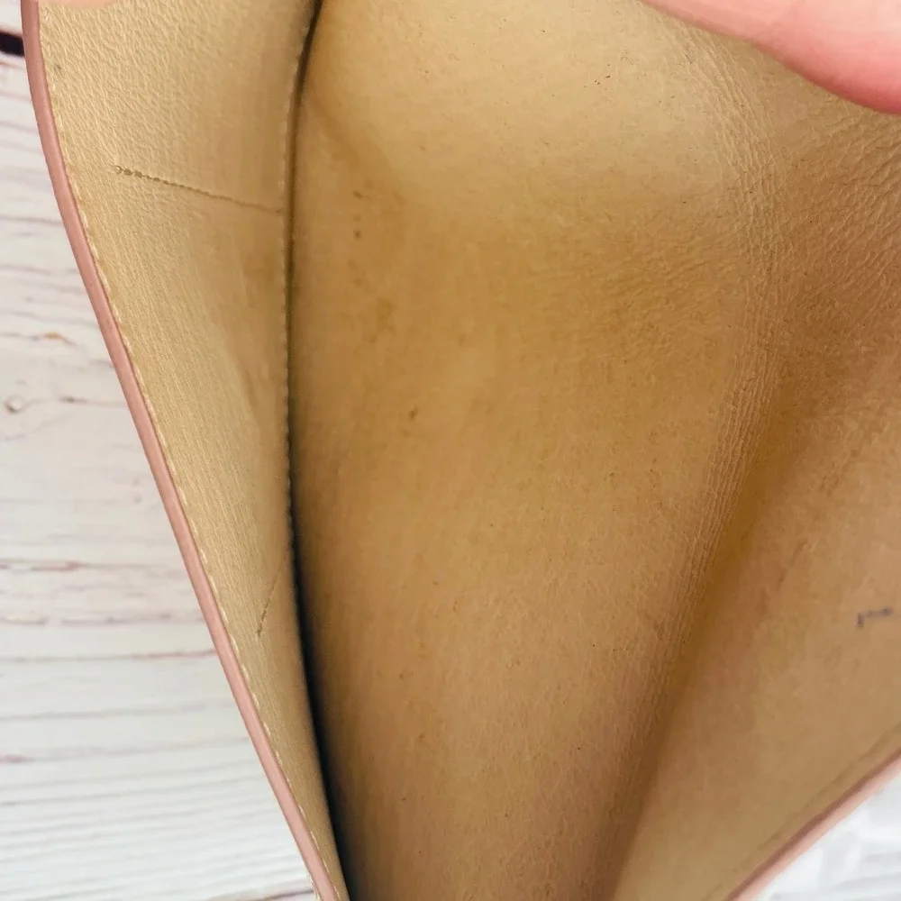 Dooney & Bourke Pink Textured Leather Envelope Clutch Wallet‎ Gold Tone Hardware